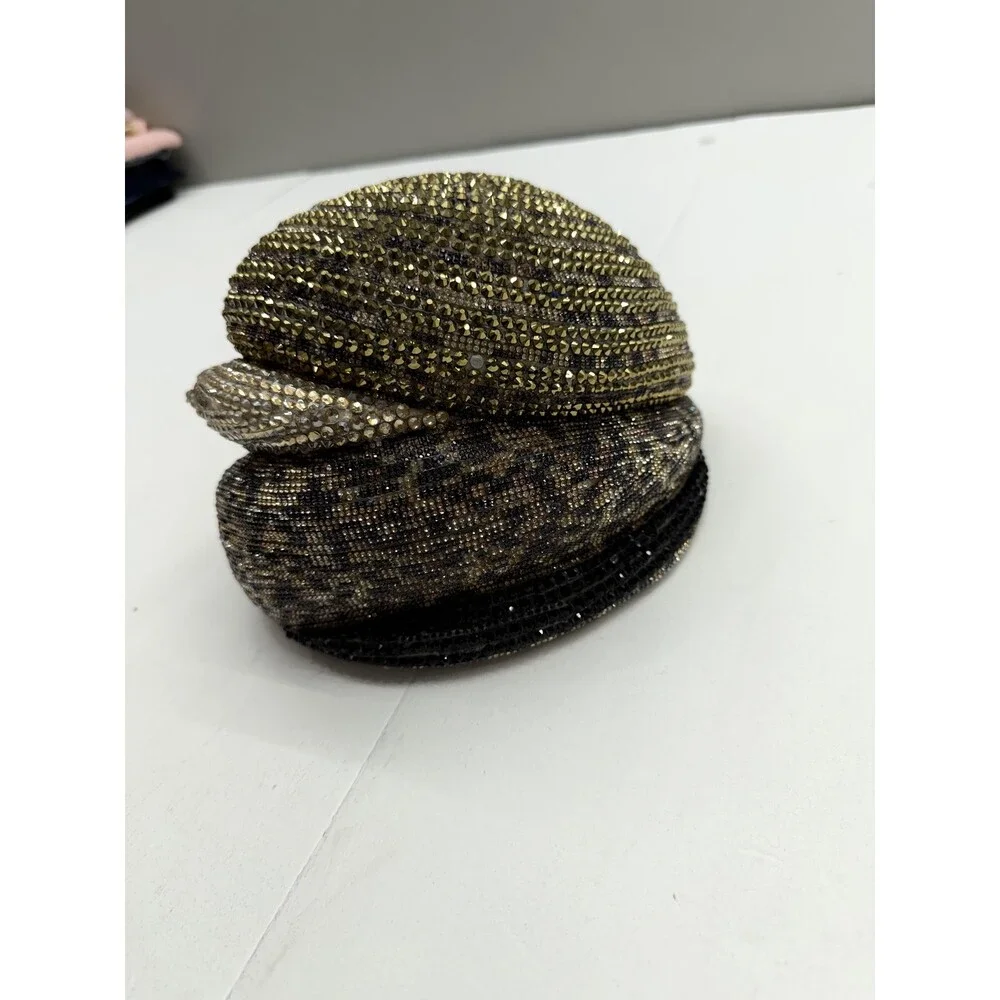 Charles Zawan Hat Skull Cap Fitted Womens One Size Multicolor Velvet Rhinestone